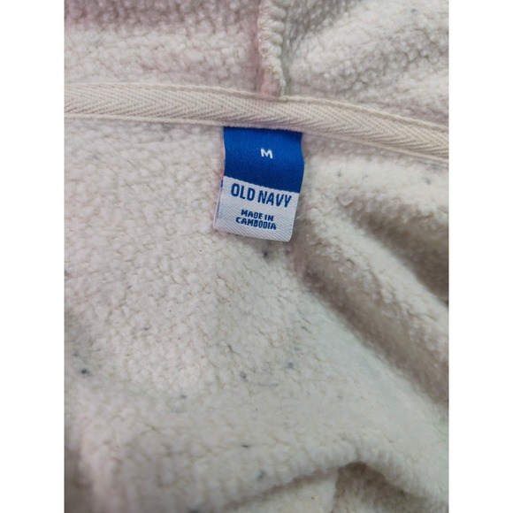 Old Navy Speckled Knit Zip Up Hoodie Sweatshirt Cream Oversized Size M - Picture 5 of 6